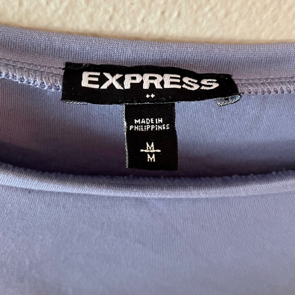 Express Periwinkle Purple Tie Front Short Sleeve Tee Size Medium - Picture 4 of 4